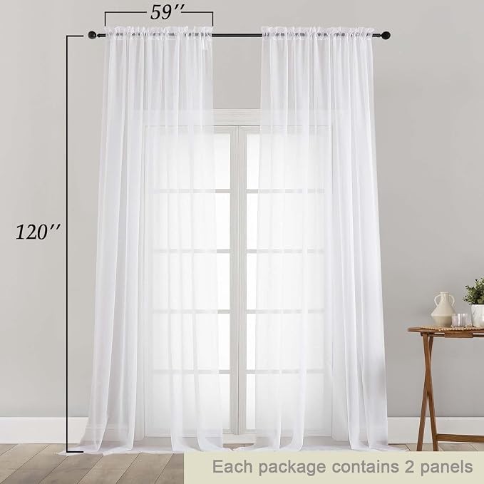 Extra Long Sheer White Curtains - Image 5