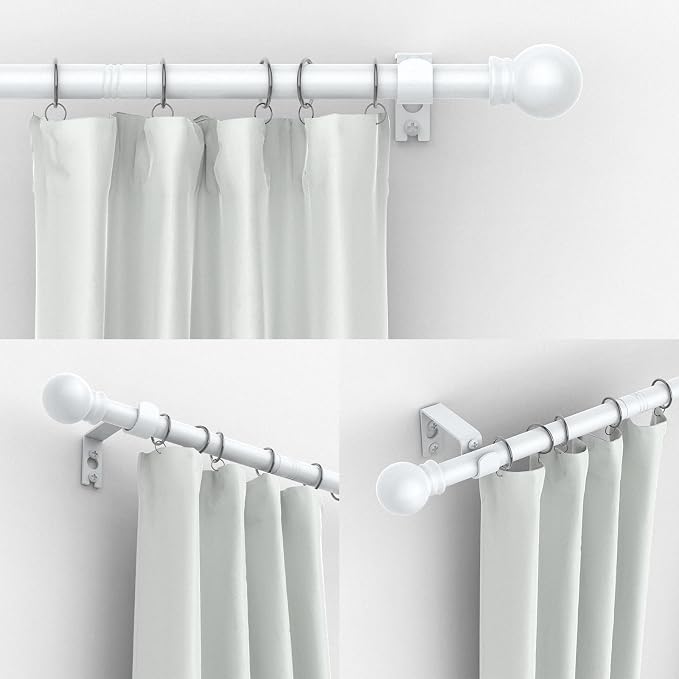 Thestoa Curtain Rods for Windows 66-120 Inch, 5/8" White Curtain Rods, - Image 2