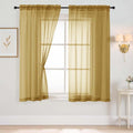 Gold Sheer Curtains 63 Inch Length 2 Panels, Voile Sheer Curtain by Home