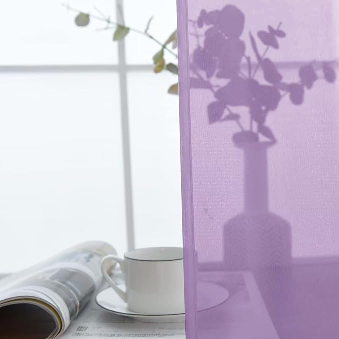 SpaceDresser Lavender Sheer Curtains 4 Panels Rod Pocket Semi-Sheer Curtain 45 - Image 5