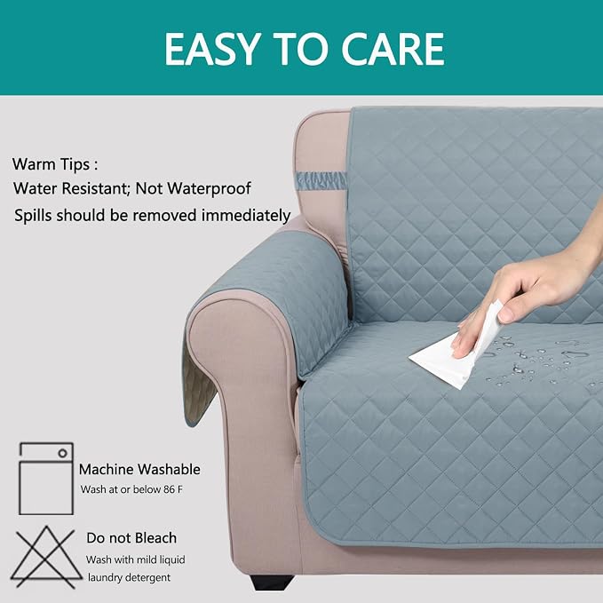 U-NICE HOME Reversible Oversized Chair Covers Quilted Water Repellent Pet - Image 4