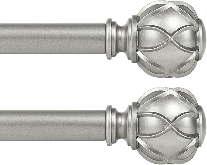 KAMANINA 2 Pack Curtain Rods for Windows 48 to 84 Inch, Antique Silver Heavy by KAMANINA