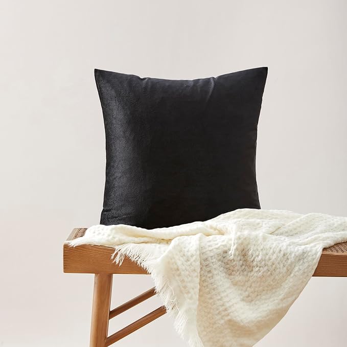 GIGIZAZA Black Velvet Pillow Covers 18x18, Decorative Square Throw Pillows - Image 8