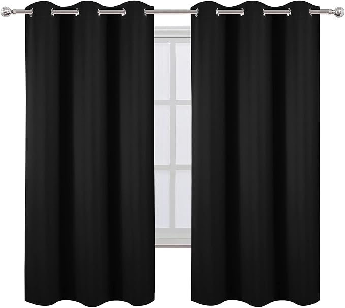 LEMOMO Blackout Curtains 42 x 63 inch/Black Curtains Set of 2 Panels/Thermal - Image 2