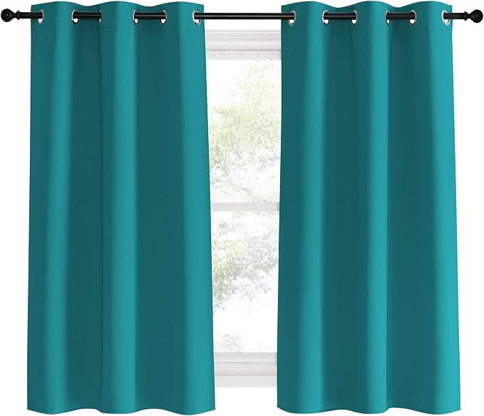 NICETOWN Room Darkening Curtains 60 inch Length 2 Panels, Peacock Teal - Image 2