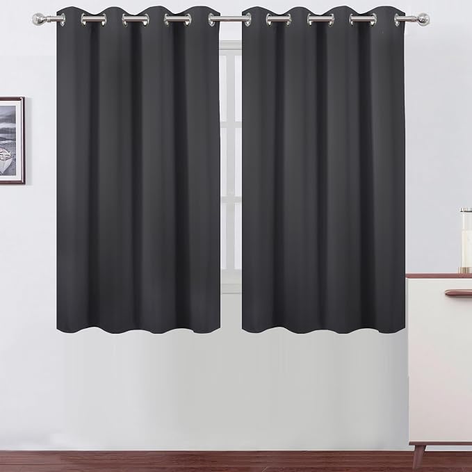 LEMOMO Dark Grey Thermal Blackout Curtains/52 x 54 Inch/Set of 2 Panels Room by Lemomo