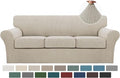 Turquoize 4 Piece Sofa Covers for 3 Cushion Couch Sofa Slipcover Soft Couch by Turquoize