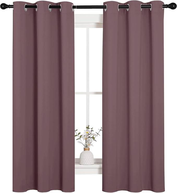 NICETOWN Bedroom Curtain Panels Blackout Draperies, 1 Pair, 34 by 63 inches - Image 2