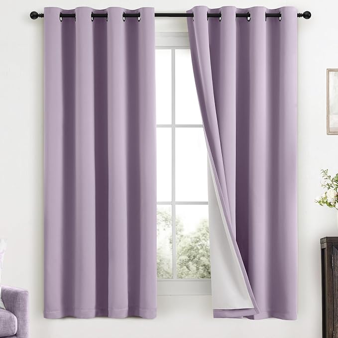 Yakamok Lilac 100% Blackout Curtains 63 Inches Long by Yakamok
