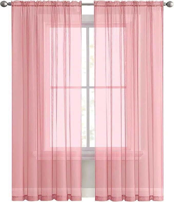 SpaceDresser Sheer Voile Window Treatment Rod Pocket Curtain Panels - Image 3