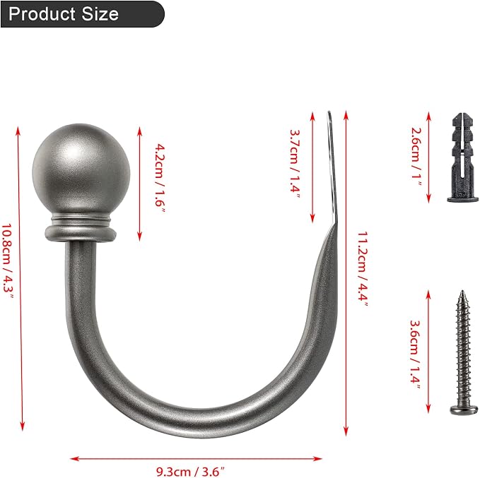 Sumnacon Set of 2 Decorative Curtain Holdbacks, Wall Mounted Aluminum Alloy - Image 4