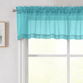 Turquoise Valances for Windows, Turquoise Sheer Curtains 14 Inch Length 2 Pack by WelvetBLK