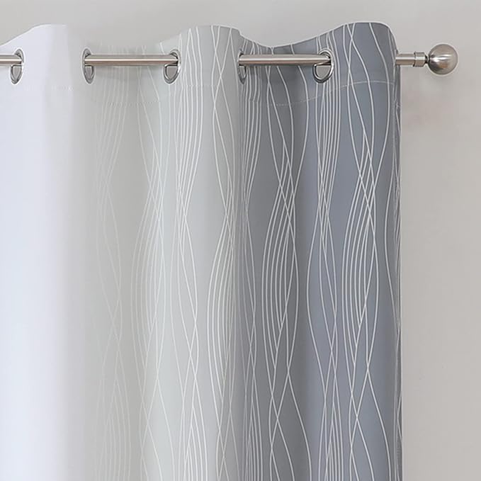 Estelar Textiler Grey and Greyish White Blackout Curtains 45 Inch Length - Image 4
