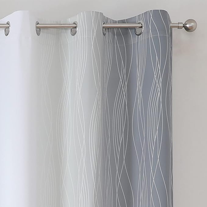 Estelar Textiler Full Room Darkening Greyish White and Grey Blackout Curtains - Image 4