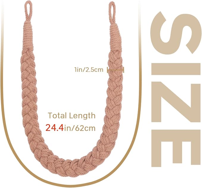 NICEEC 4 Pack Natural Cotton Rope Curtain Tiebacks Elegant Boho Style - Image 3