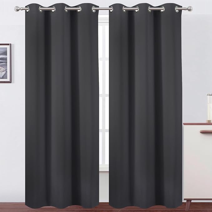 LEMOMO Dark Grey Thermal Blackout Curtains/38 x 84 Inch/Set of 2 Panels Room by Lemomo