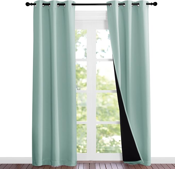 NICETOWN Aqua Blue Blackout Curtains 84 inches Long, Full Light Blocking Drapes by NICETOWN