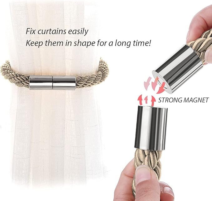 NICEEC 2 Pack Magnetic Curtain Tiebacks Modern Simple Style Drape Tie Backs - Image 4