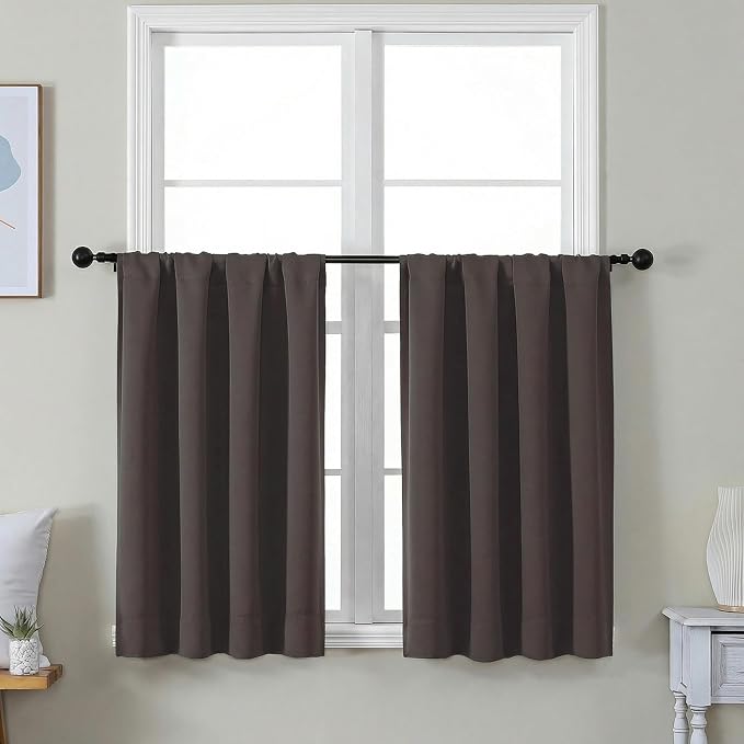 Simplebrand Ava Chocolate Short 36 Inches Blackout Curtain 2 Panels Set by Simplebrand