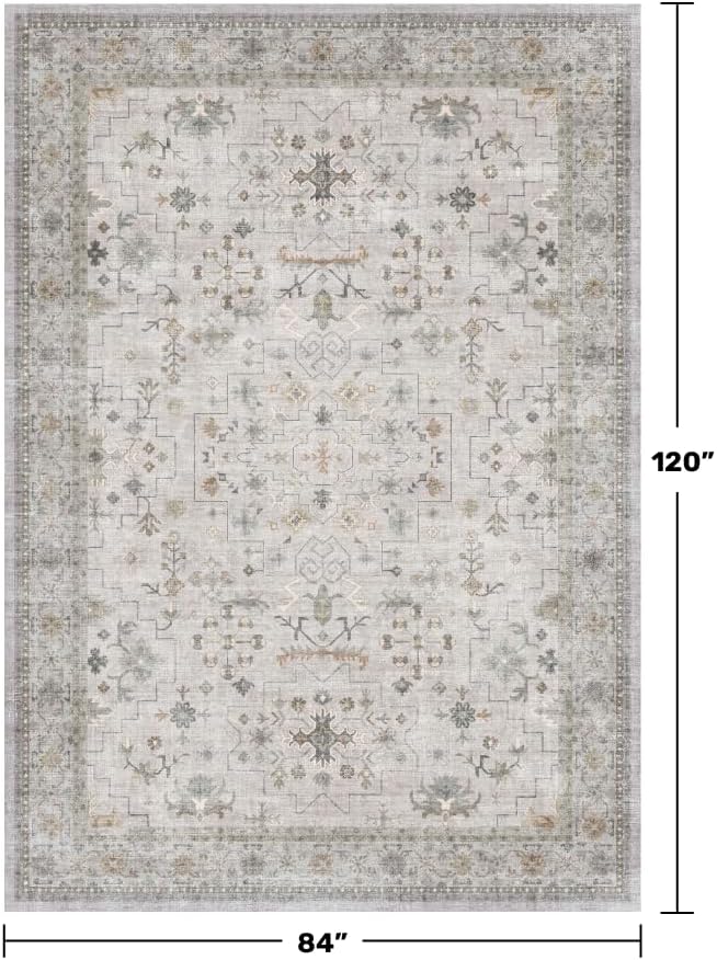 Hazo Haus Boho Light Grey Living Room Rug 7x10 - Image 2