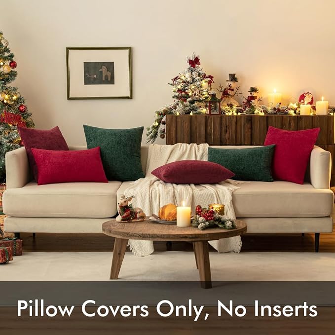 MIULEE Pack of 2 Green Throw Pillow Covers 16x16 Inch Soft Chenille Pillow - Image 8
