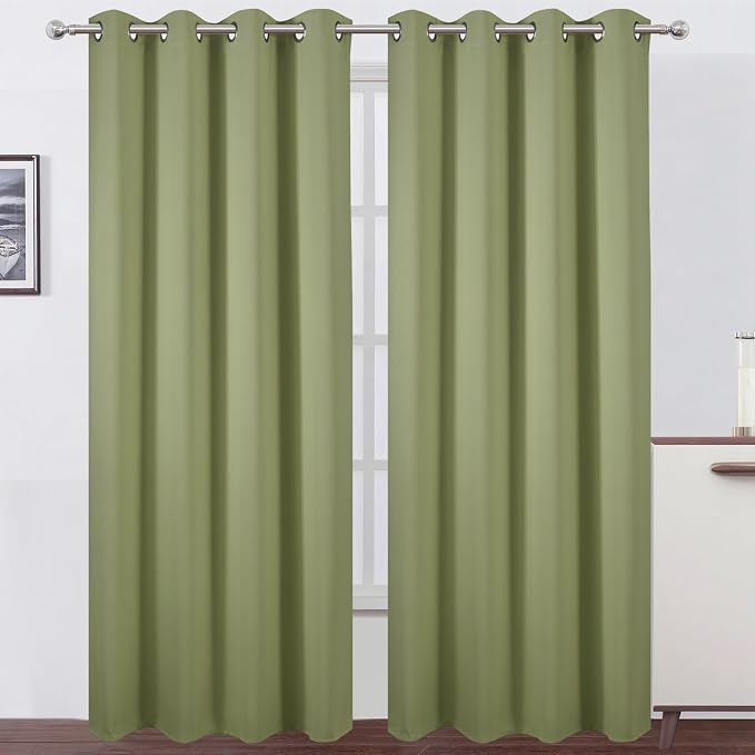 LEMOMO Blackout Curtains 66 x 95 inch/Sage Green Curtains Set of 2 by Lemomo