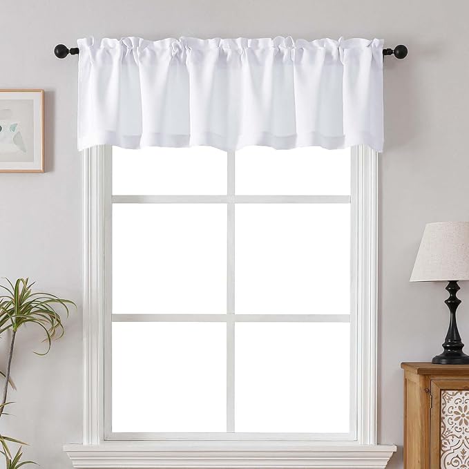 Chyhomenyc Pure White Valances for Windows, Short Window Valance Curtains for - Image 2