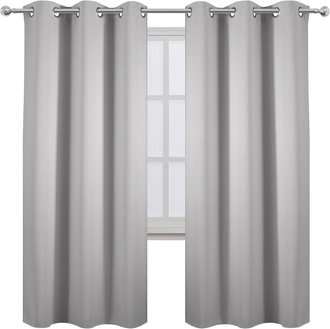 LEMOMO Light Grey Thermal Blackout Curtains/42 x 72 Inch/Set of 2 Panels Room - Image 2