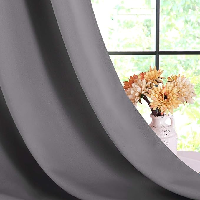NICETOWN Grey Blackout Curtain Panels - Image 5