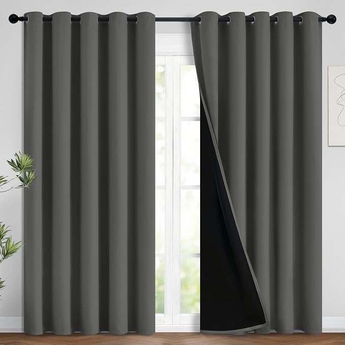 Yakamok Total Blackout Curtains, 2 Thick Layers Completely Blackout Soild by Yakamok
