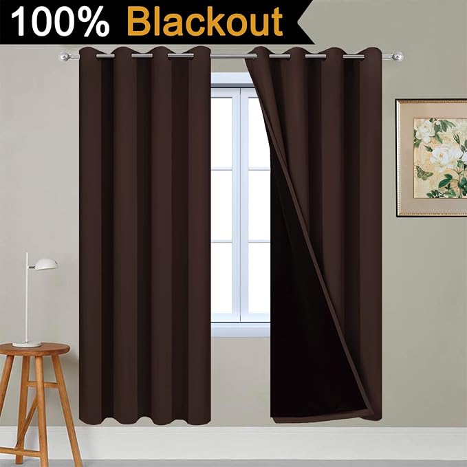 Yakamok Blackout Curtains 72 Inches Long, 2 Thick Layers Grommet Top Thermal - Image 2