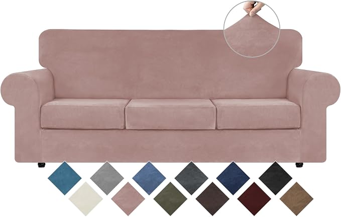 WEERRW 4 Pieces Velvet High Stretch Couch Covers by WEERRW
