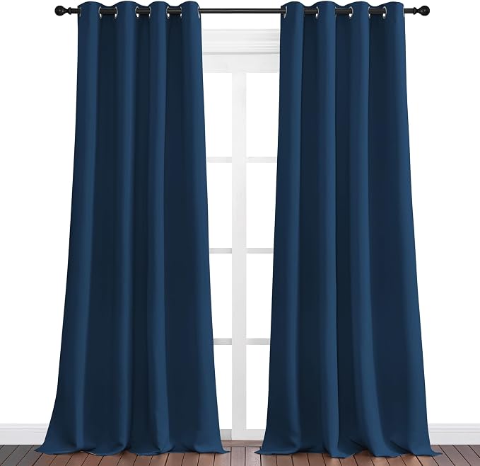 NICETOWN Moroccan Blue Blackout Curtains 120" Long - Image 2