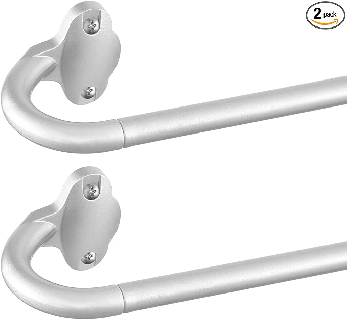 TVWOO Silver Wrap Around Curtain Rods 2Pack:Small Blackout Adjustable Window by TVWOO