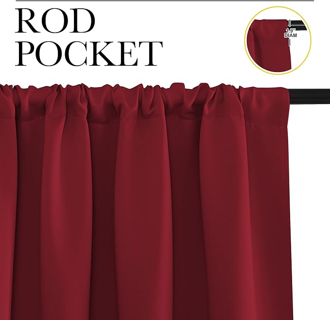 NICETOWN Christmas Burgundy Curtains Blackout Drapes - Image 3