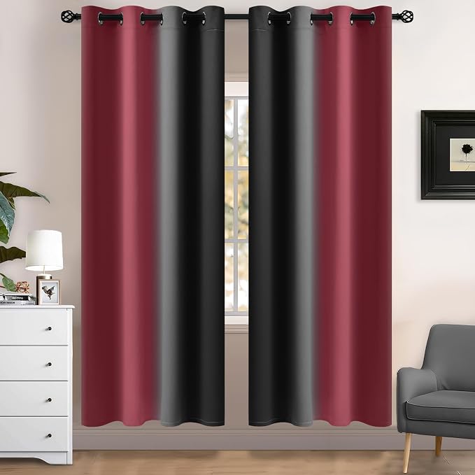 Yakamok Blackout Ombre Burgundy and Black Curtains by Yakamok