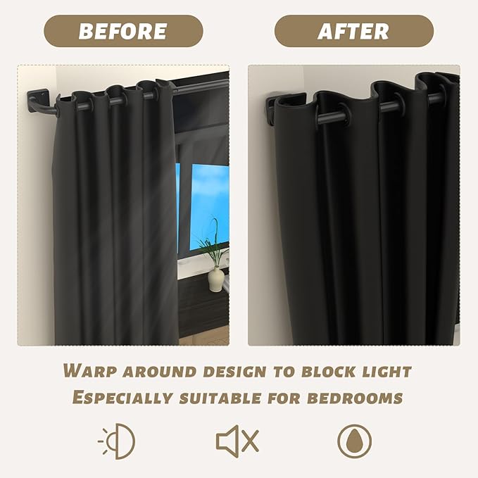 UIOSANRT Curtain Rods for Windows 66 to 120 Inch, 5/8" Diameter Black Ceiling - Image 4