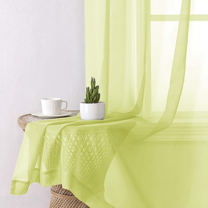 Lecloud Lemon Sheer Curtains for Living Room 54 Inch Length 2 Pcs, Solid Color - Image 7