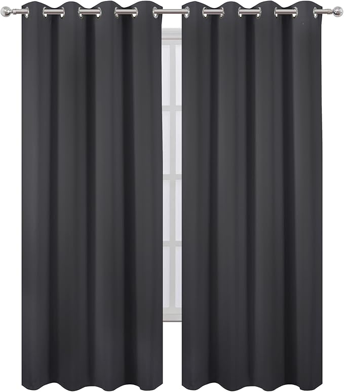 LEMOMO Blackout Curtains 52 x 108 inch/Dark Grey Curtains Set of 2 - Image 2