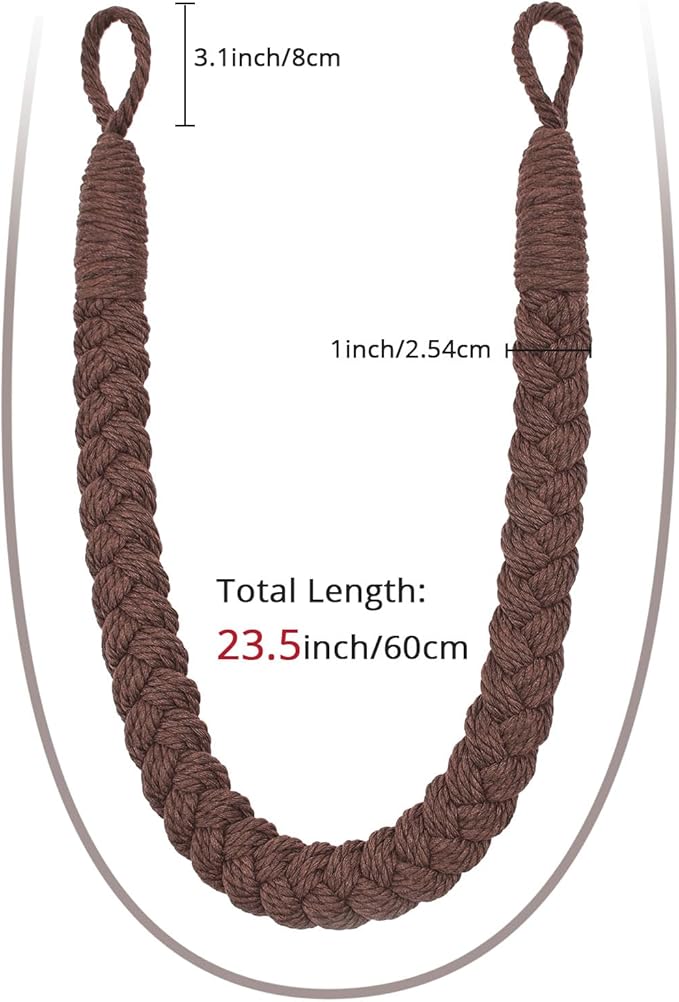 NICEEC 2 Pack Natural Cotton Rope Curtain Tiebacks Elegant Boho Style - Image 3