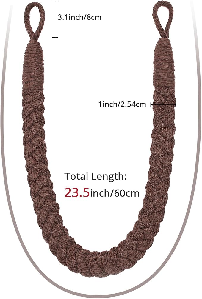 NICEEC 4 Pack Natural Cotton Rope Curtain Tiebacks Elegant Boho Style - Image 3