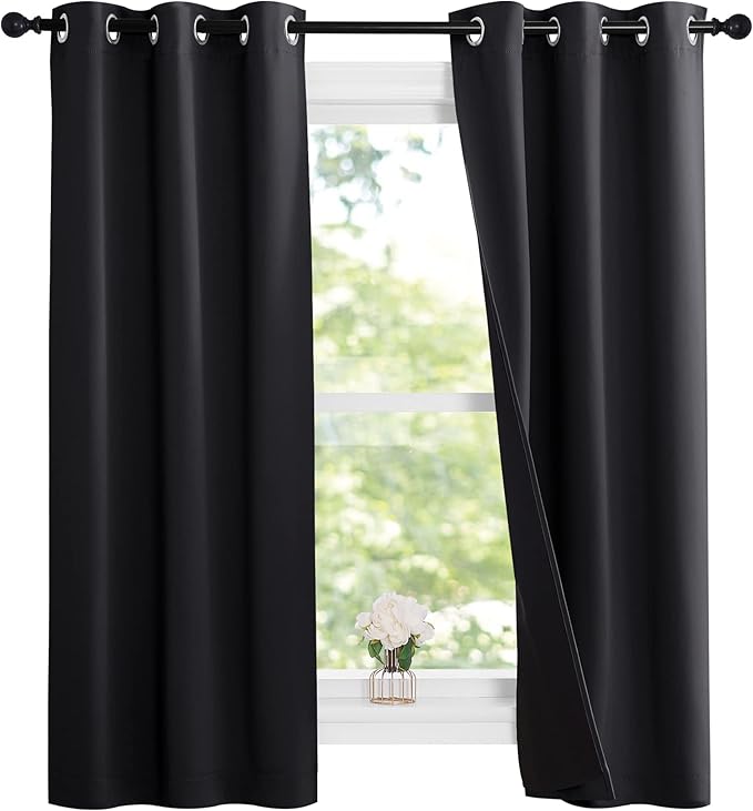 NICETOWN Complete 100% Blackout Curtain Set, Thermal Insulated & Energy - Image 2