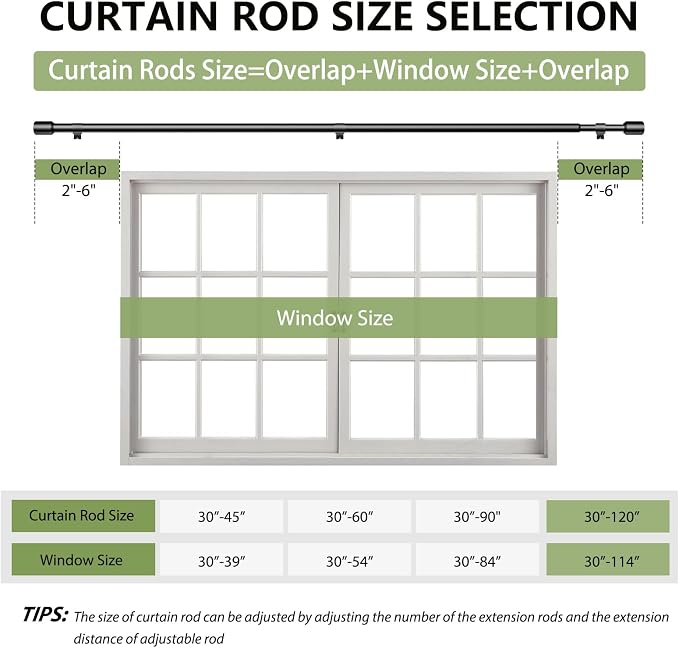 5/8” Diameter Curtain Rods 30-120 Inch, - Image 2