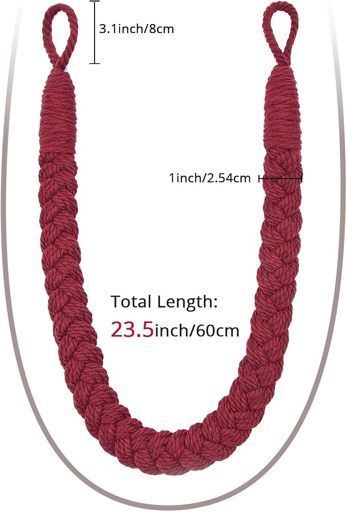 NICEEC 4 Pack Natural Cotton Rope Curtain Tiebacks Elegant Boho Style - Image 3