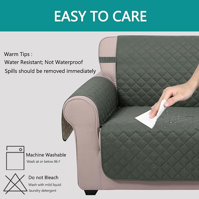 U-NICE HOME Recliner Chair Covers Reversible Quilted Water Repellent Pet - Image 4