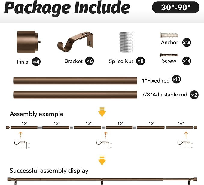 GEEBOBO 2 Pack Bronze Curtain Rods - Image 6