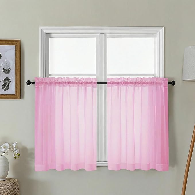 Gwine Short Kitchen Sheer Curtains 30 Inch Length by Gwine
