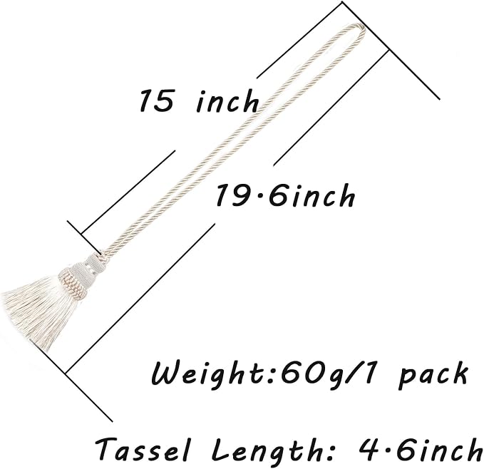 Fenghuangwu 4 Pack Curtain Tie Backs Rope Tassels - Image 2