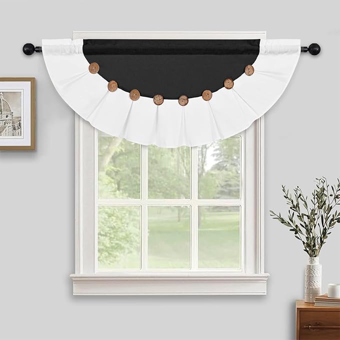 FRAMICS Farmhouse Valance Curtains, Boho Cotton Linen Kitchen Valance, Country by FRAMICS