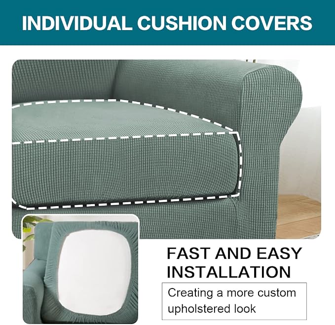 Turquoize 2 Piece Chair Covers Chair Slipcovers - Image 5